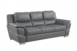 85" Gray Leather Sofa With Silver Legs N270-329483