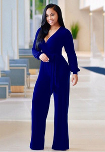 Long Sleeve Solid Jumpsuit With Belt H721-SMR8516