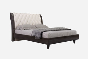 Solid Wood King Tufted Beige Upholstered Faux Leather Bed With Nailhead Trim N270-343920 Solid Wood King Tufted Beige Upholstered Faux Leather Bed With Nailhead Trim N270-343920