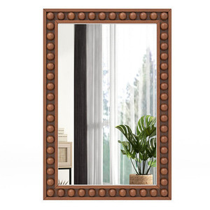 24 x 36 Inches Rustic Wall Mirror with Solid Wood Frame for Living Room  Bedroom-Brown - Color: Bro D681-JV11657BN