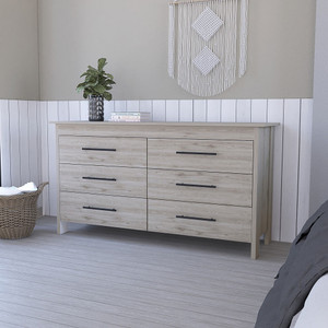 32" Light Gray Six Drawer Double Dresser N270-488520 32" Light Gray Six Drawer Double Dresser N270-488520