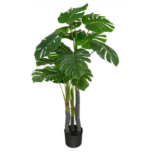 4 Feet Artificial Tree Artificial Monstera Palm Tree Fake Plant - Color: Green - Size: 4 ft D681-HZ10099