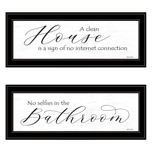 Set Of Two Household Humor 3 Black Framed Print Bathroom Wall Art N270-406072