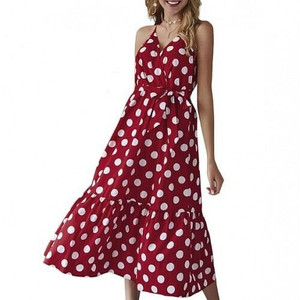 Polka Dot Shoulder-straps High Fashion Women Dress - Red A392-fasd0071
