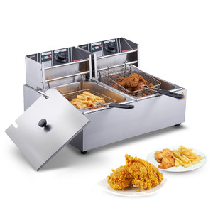 VEVOR Commercial Electric Deep Fryer Countertop Deep Fryer Dual Detachable Tanks E415-SG24L5000W12LIEZIV1 VEVOR Commercial Electric Deep Fryer Countertop Deep Fryer Dual Detachable Tanks E415-SG24L5000W12LIEZIV1