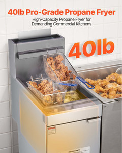 Commercial Deep Fryer Free Standing Propane Fryer 3-Burner Dual Basket 90,000BTU E415-SYKRQZG40LBSS30WF001V0 Commercial Deep Fryer Free Standing Propane Fryer 3-Burner Dual Basket 90,000BTU E415-SYKRQZG40LBSS30WF001V0