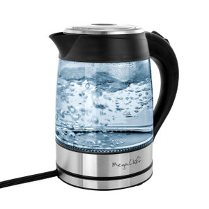 MegaChef 1.8Lt. Glass Body and Stainless Steel Electric Tea Kettle D970-MGKTL-1752