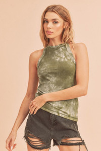 Aemi + Co Ribbed Tie-Dye Round Neck Tank K328-aemi-co-ribbed-tie-dye-round-neck-tank Aemi + Co Ribbed Tie-Dye Round Neck Tank K328-aemi-co-ribbed-tie-dye-round-neck-tank