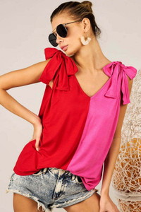 BiBi Shoulder Ribbon Tied Contrast Tank K328-bibi-shoulder-ribbon-tied-contrast-tank BiBi Shoulder Ribbon Tied Contrast Tank K328-bibi-shoulder-ribbon-tied-contrast-tank