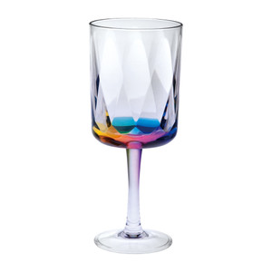 Set of Four Clear and Rainbow Geometric Acrylic Stemmed All Purpose Wine Glasses N270-521117 Set of Four Clear and Rainbow Geometric Acrylic Stemmed All Purpose Wine Glasses N270-521117