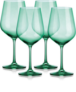 Set of Four Green Crystal Balloon Bowl Stemmed Red Wine Glass N270-485154 Set of Four Green Crystal Balloon Bowl Stemmed Red Wine Glass N270-485154