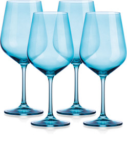 Set of Four Blue Crystal Balloon Bowl Stemmed Red Wine Glass N270-485155 Set of Four Blue Crystal Balloon Bowl Stemmed Red Wine Glass N270-485155