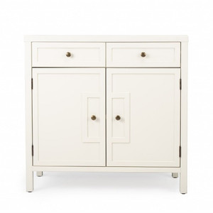 31" White Solid Wood Two Drawer Sideboard with Two Doors N270-389745