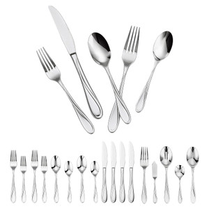  65-Piece Silverware Set, Food-Grade Stainless Steel Flatware Utensils, Mirror Finished Cutlery Set E415-304BXGCJTZ65LRCMSV0