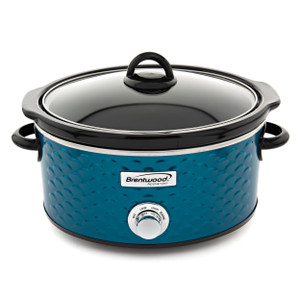 Brentwood Scallop Pattern 4.5 Quart Slow Cooker in Blue D970-SC-140BL Brentwood Scallop Pattern 4.5 Quart Slow Cooker in Blue D970-SC-140BL