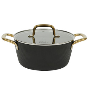 Oster Abbottsford 7 Quart Nonstick Aluminum Dutch Oven with Glass Lid in Black D970-143706.02 Oster Abbottsford 7 Quart Nonstick Aluminum Dutch Oven with Glass Lid in Black D970-143706.02
