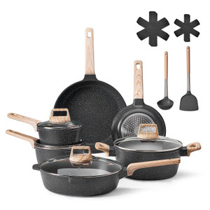 17 Piece Pots and Pans Set Granite Nonstick Kitchen Cookware Induction Black E415-LGTZLGTFLTCYRQCBTV0 17 Piece Pots and Pans Set Granite Nonstick Kitchen Cookware Induction Black E415-LGTZLGTFLTCYRQCBTV0