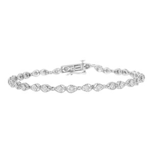 .925 Sterling Silver 1/2 cttw Miracle-Set Diamond Pear Shaped Link Bracelet (I-J Color, I3 Clarity) N162-60-8200WDM .925 Sterling Silver 1/2 cttw Miracle-Set Diamond Pear Shaped Link Bracelet (I-J Color, I3 Clarity) N162-60-8200WDM