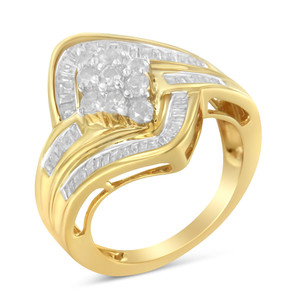 10K Yellow Gold over .925 Sterling Silver Diamond Bypass Cluster Ring (1 Cttw, I-J Color, I2-I3 Cla N162-011379R675 10K Yellow Gold over .925 Sterling Silver Diamond Bypass Cluster Ring (1 Cttw, I-J Color, I2-I3 Cla N162-011379R675