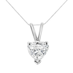 14K White Gold 3/8 Cttw Heart-Shaped Diamond Classic Solitaire 18" Pendant Necklace (H-I Color, VS2 N162-018702NWDM 14K White Gold 3/8 Cttw Heart-Shaped Diamond Classic Solitaire 18" Pendant Necklace (H-I Color, VS2 N162-018702NWDM