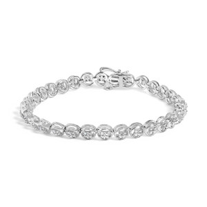 .925 Sterling Silver 1/10 Cttw Diamond Open Circle Wheel Link 7" Tennis Bracelet (I-J Color, I2-I3 N162-60-7889WDM .925 Sterling Silver 1/10 Cttw Diamond Open Circle Wheel Link 7" Tennis Bracelet (I-J Color, I2-I3 N162-60-7889WDM