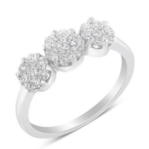 14K White Gold Three-Stone Cluster Diamond Ring (0.7 Cttw, H-I Color, SI2-I1 Clarity) - Size 7 N162-015778R700 14K White Gold Three-Stone Cluster Diamond Ring (0.7 Cttw, H-I Color, SI2-I1 Clarity) - Size 7 N162-015778R700