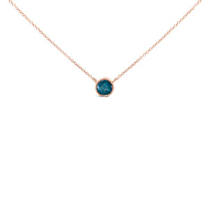 14K Rose Gold 2.0 Cttw Bezel Set Blue Diamond Solitaire Pendant Necklace  - 18" Inches N162-84-8710RBD