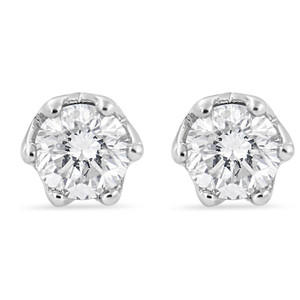 14K White Gold 1/2 Cttw Round Diamond 6 Prong Crown Stud Earrings (I-J Color, I1-I2 Clarity) N162-74-4239WDM 14K White Gold 1/2 Cttw Round Diamond 6 Prong Crown Stud Earrings (I-J Color, I1-I2 Clarity) N162-74-4239WDM