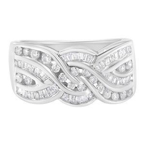 10K White Gold Diamond Bypass Ring (1 Cttw, H-I Color, I1-I2 Clarity) - Size 7 N162-015543R700 10K White Gold Diamond Bypass Ring (1 Cttw, H-I Color, I1-I2 Clarity) - Size 7 N162-015543R700