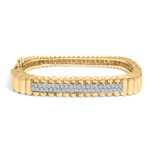 14K Yellow Gold 1 1/4 Cttw Diamond Ribbed Rounded Rectangle Bangle Bracelet (G-H Color, VS2-SI1 Cla N162-023198BS33 14K Yellow Gold 1 1/4 Cttw Diamond Ribbed Rounded Rectangle Bangle Bracelet (G-H Color, VS2-SI1 Cla N162-023198BS33