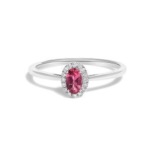 10K White Gold 5X3MM Oval Pink Tourmaline and Diamond Accent Halo Ring (I-J Color, I1-I2 Clarity) - N162-023492RASH 10K White Gold 5X3MM Oval Pink Tourmaline and Diamond Accent Halo Ring (I-J Color, I1-I2 Clarity) - N162-023492RASH
