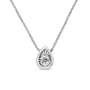 10K White Gold 1/10 Cttw Miracle Set Round-Cut Diamond Pear Shape 18" Pendant Necklace (H-I Color, N162-91-2480WDM 10K White Gold 1/10 Cttw Miracle Set Round-Cut Diamond Pear Shape 18" Pendant Necklace (H-I Color, N162-91-2480WDM