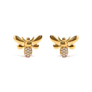 10K Yellow Gold Diamond Accented Bumble Bee Stud Earring (H-I Color, I1-I2 Clarity) N162-021111EASH