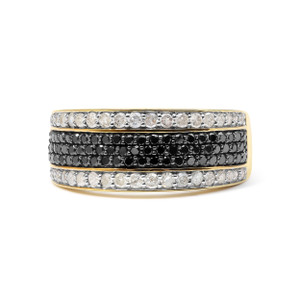 14K Yellow Gold Plated .925 Sterling Silver 1 1/4 Cttw White and Black Treated Diamond Multi Row Ba N162-021294R110 14K Yellow Gold Plated .925 Sterling Silver 1 1/4 Cttw White and Black Treated Diamond Multi Row Ba N162-021294R110