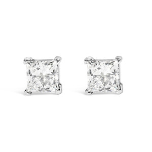 14K White Gold 3/4 Cttw Princess Cut Lab Grown Diamond Solitaire Stud Earrings (F-G Color, VS2-SI1 N162-74-3962WLD 14K White Gold 3/4 Cttw Princess Cut Lab Grown Diamond Solitaire Stud Earrings (F-G Color, VS2-SI1 N162-74-3962WLD