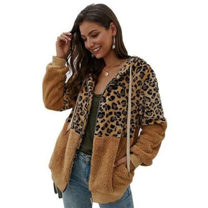 Leopard Prints Mingled Contrast Style Long Sleeves Winter Fashion Women Top - Kahki A392-fast0156