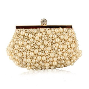 Delicate Pearls Beaded Fashion Evening Handbag - Apricot A392-fhbg0114