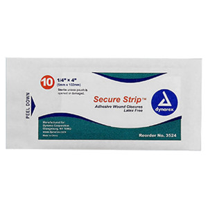 1/4" x 4" SecureStrip Adhesive Wound Closures, 10 per pouch Q491-3524