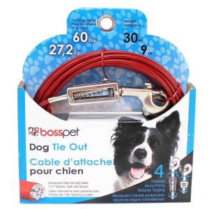Boss Pet Large Vinyl Coated Cable Tie Outs with Springs 15 ft  N274-BP01Q3515SPG99