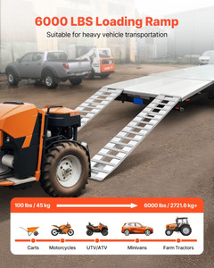 Loading Ramps, 2 Pcs 94 x 15 in, Durable Aluminum and Heavy-Duty Trailer Ramp Set with 16 Anti-Slip E415-LJSLZ94X15INL25P9001V0