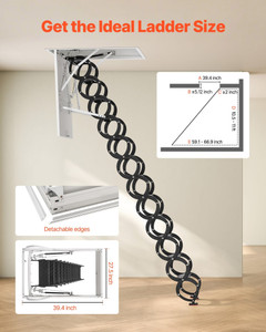 Attic Ladder, 660LBS/299.4KG Capacity, Fits 10.5 to 11 ft Ceiling Height and 39.4 x 27.5 inch Openi E415-JDKKSGLTG660QDGNY001V0