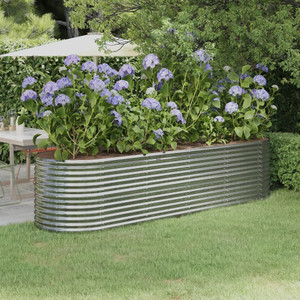 Garden Raised Bed Silver Powder-coated steel Large A949-318962