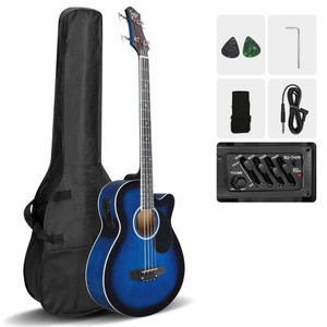 Glarry GMB101 4 string Electric Acoustic Bass Guitar w/ 4-Band Equalizer EQ-7545R Blue T575-S0671282962