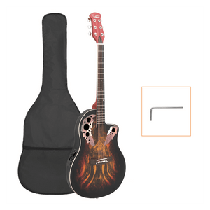 Glarry 41 inch Full-Size Cutaway Acoustic-Electric Guitar Grape Voice Hole Spruce Top Round Back Su T575-S0671281136