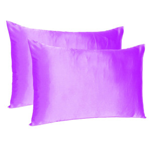 Violet Dreamy Set Of 2 Silky Satin Queen Pillowcases N270-387895