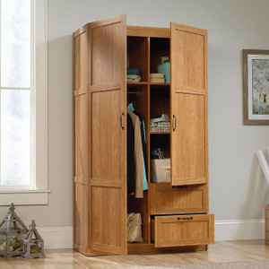 Bedroom Wardrobe Cabinet Storage Closet Organizer in Medium Oak Finish Q280-SLSHC19865521