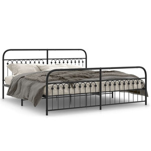  Metal Bed Frame without Mattress with Footboard Black 76"x79.9 A949-376624