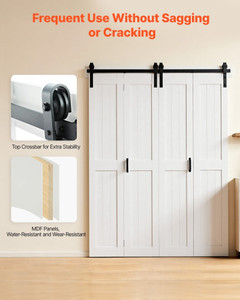 Bifold Barn Door, 72" x 84", MDF Bi-Fold Sliding Closet Doors, Hardware Kit Included, H-Frame Space E415-MZBXHX7284INXRVKR001V0