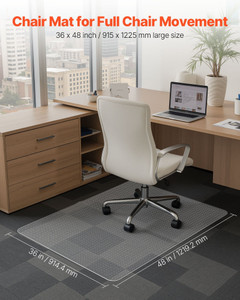 Chair Mat, 36 x 48-inch Office Chair Mat for Carpeted Floors, Plastic Floor Protector Rug with Stud E415-YZDDDTYDJX36LVA7G001V0