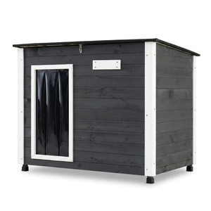Wooden Dog House Outdoor with Natural Spruce Wood Frame  Removable Floor and Openable Asphalt Roof- D681-PU10104GR-S